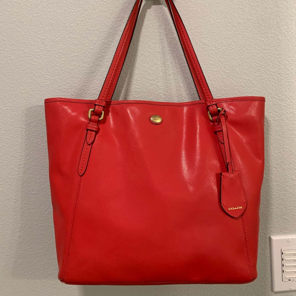 Coach leather purse. Poppy red